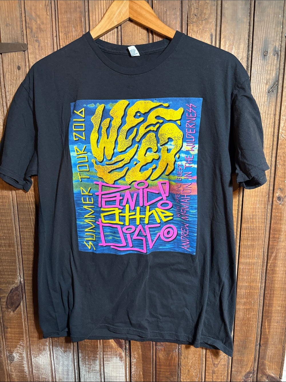 Black Weezer and Panic at the Disco Graphic 2016 Tour Tee